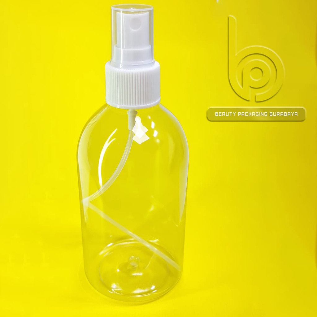 Botol plastik 250ml Oval bening tutup spray