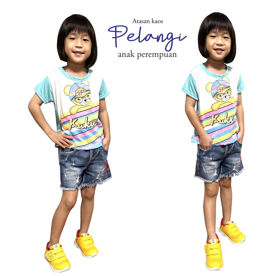 Atasan Kaos Anak Perempuan Pelangi CF Kids