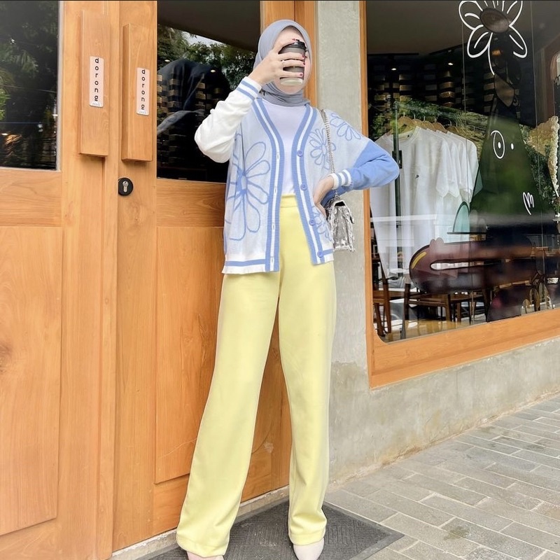 Hok Ki Premium Pants | Celana Highwaist Kulot | Celana Bahan Scuba