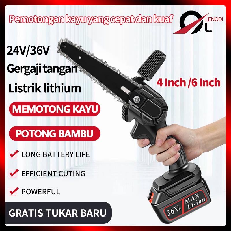 24 V &amp; 36 V Gergaji Listrik Rantai Elektrik Mini / Portable Genggam Lithium Charger Gergaji Baterai