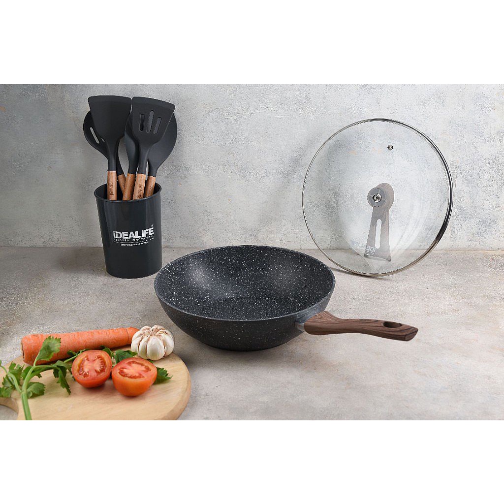 Idealife Wok Pan - Wajan Penggorengan Anti Lengket
