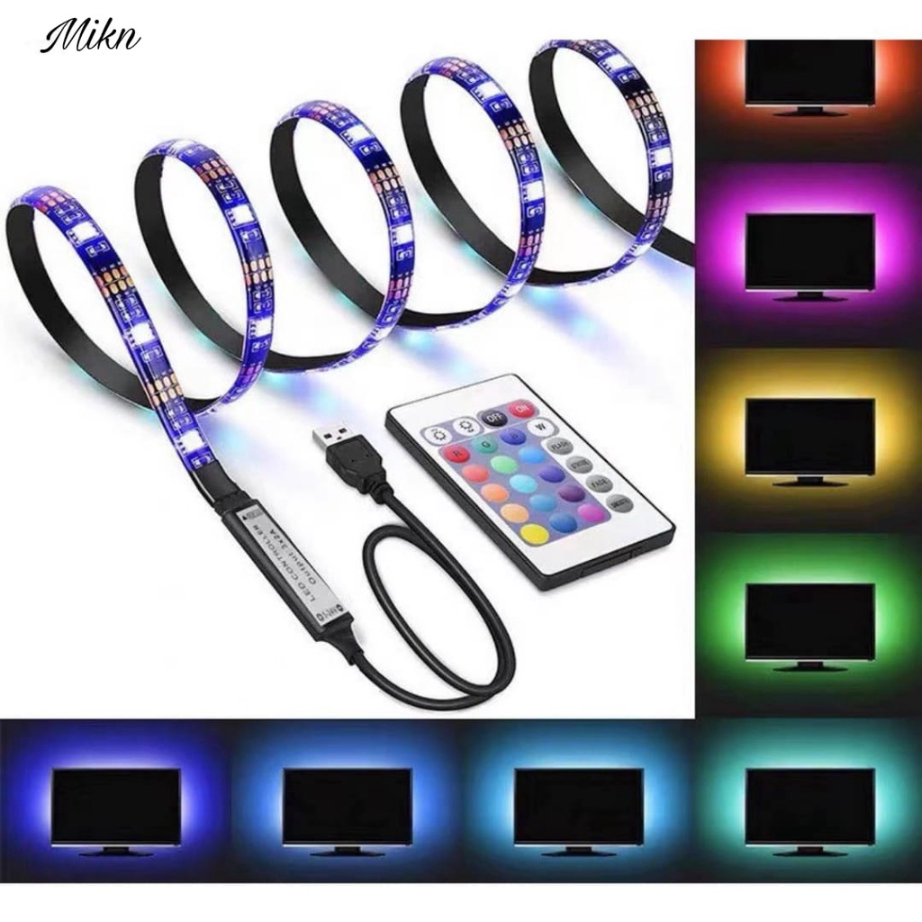 LAMPU STRIP LED USB 5V 5050 SMD+REMOTE RGB UNTUK DEKORASI RUMAH/TV/KOMPUTER/2M 3M 5M TV KOMPUTER