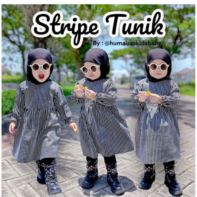 humairaskidsbaby STRIPE COUPLE kemeja tunik ibu anak cewek dan cowok
