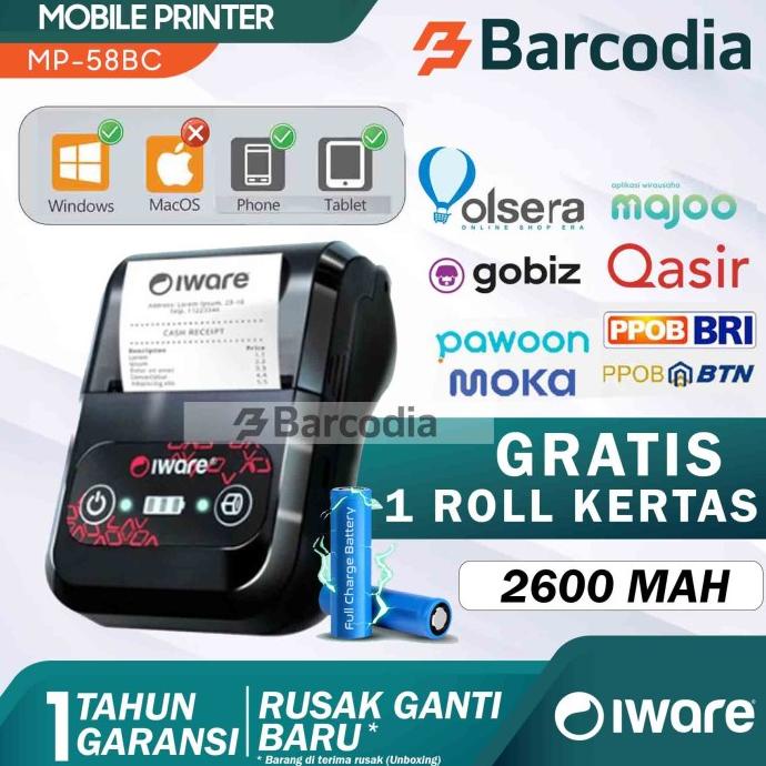 PRINTER BLUETOOTH MINI KASIR THERMAL IWARE MP-58BC