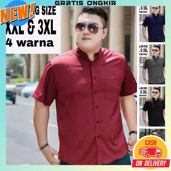 Hem Cowo Lengan Pendek Big Size Kameja Cowok Keren Baju Kemejs Laki2 Jumbo Hem Cowok Terbaru Kemejs 
