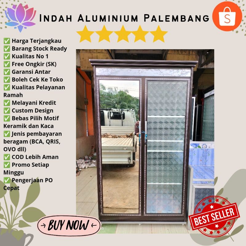 LEMARI PAKAIAN 2 PINTU ALUMINIUM MINIMALIS MURAH PALEMBANG