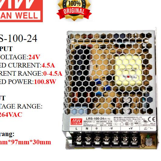 MEANWELL Power Supply LRS-100-24 LRS 100 24 LRS10024 Ballast 24vIndoor