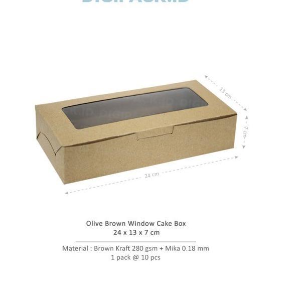 

[Digipack] Olive Brown Window Cake Box 24 x 13 x 7 | Kotak | Dus Kue