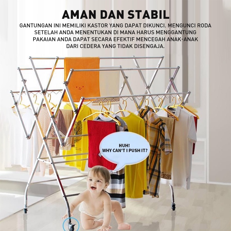 KAGK Jemuran Baju Lipat Jemuran Stainless steel/ Jemuran Hanger Jemuran Handuk Pakaian Baju