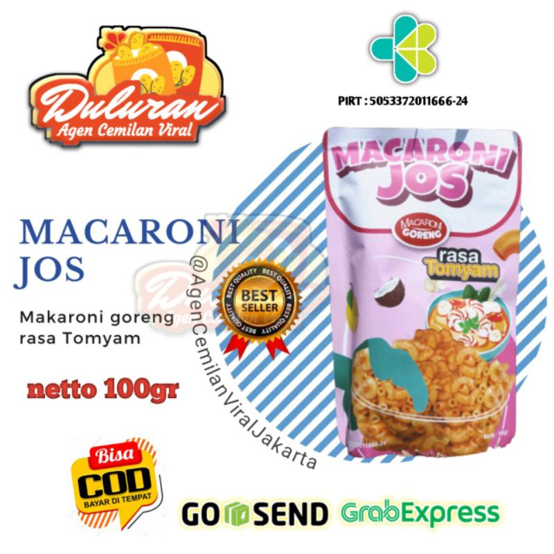 

MACARONI JOS Rasa Tomyam Best Seller Cemilan Makaroni Goreng Spesial Kemasan Premium 100gr