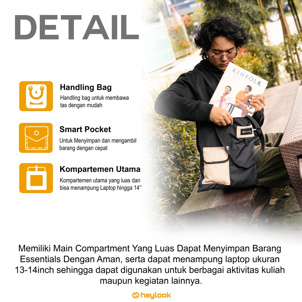 HEYLOOK Project -Tote Bag VEGAS Tas Selempang Multifungsi Pria Tas Kuliah Wanita