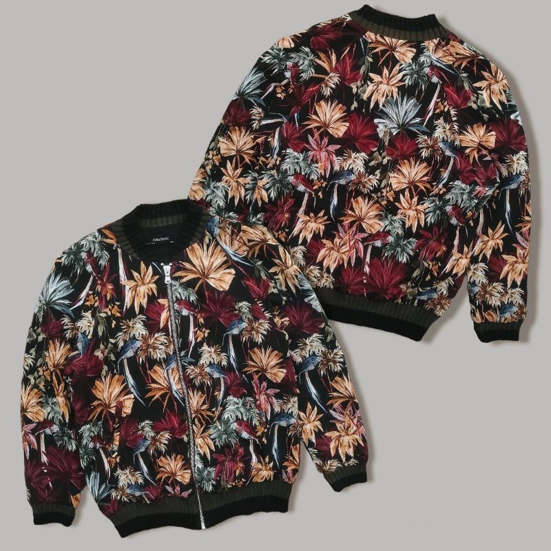 JAKET BOMBER CASUAL FORMAL HARRINGTON TARTAN MONKEY VINTAGE FLIGHT WORK OUTER FLORAL FULL PRINT JACK