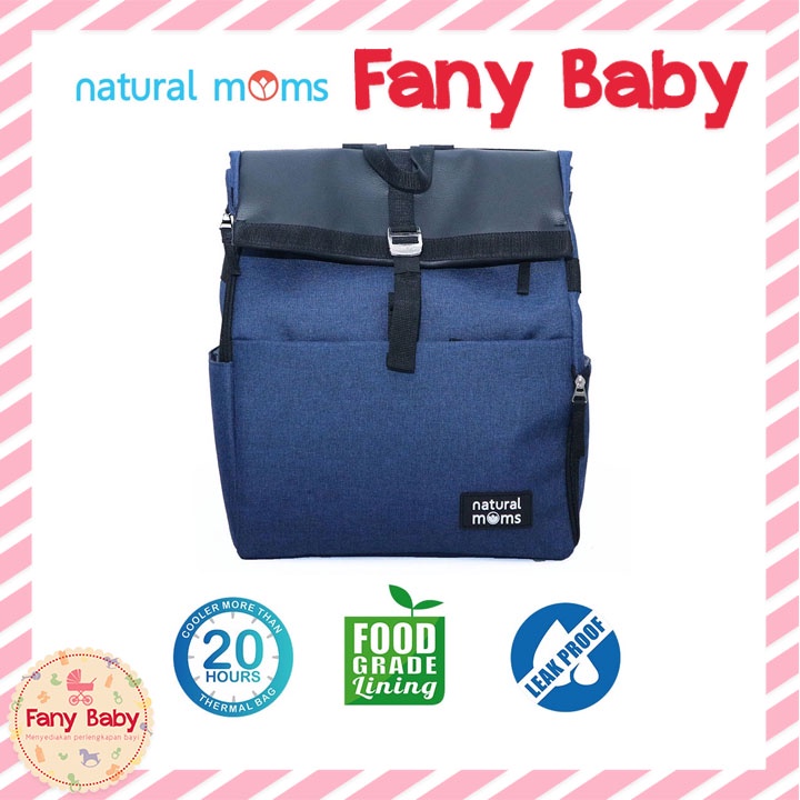 NATURAL MOMS COOLER BAG BACKPACK FLIP BLUE