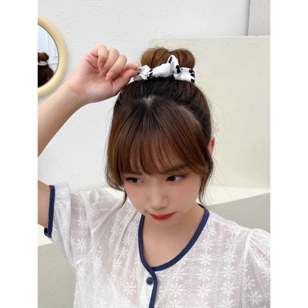 Ikat Rambut Scrunchie Korea Motif Bunga Daisy Kunciran Rambut Model Korea Nude Series