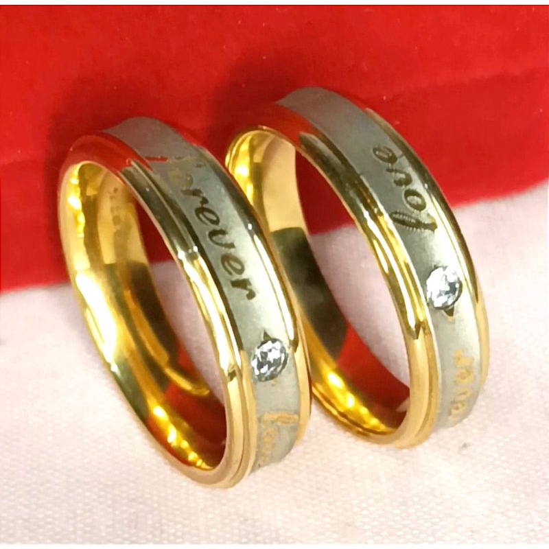 cincin couple love gold titanium ukir nama cincin import/ cincin nikah/ cincin premium / cincin kawi