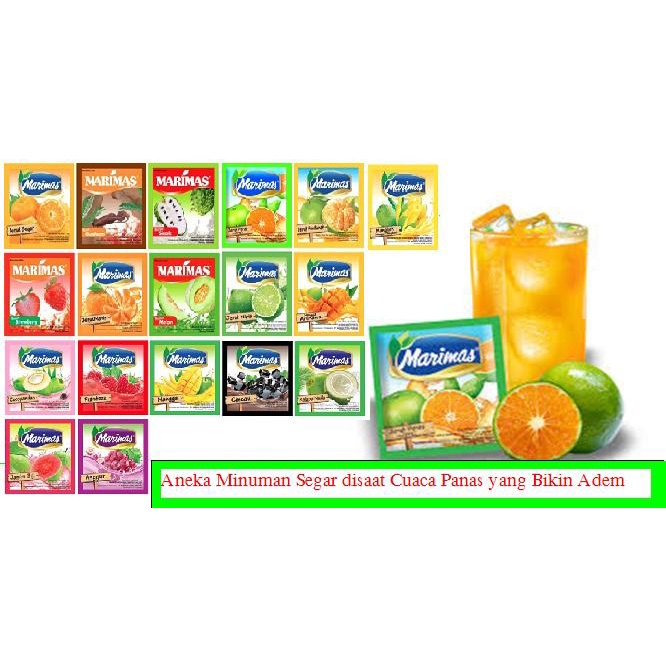 

[ISI 3 PCS] Marimas Minuman Instant Serbuk Aneka Rasa ( 1 Renceng=10Sachet )