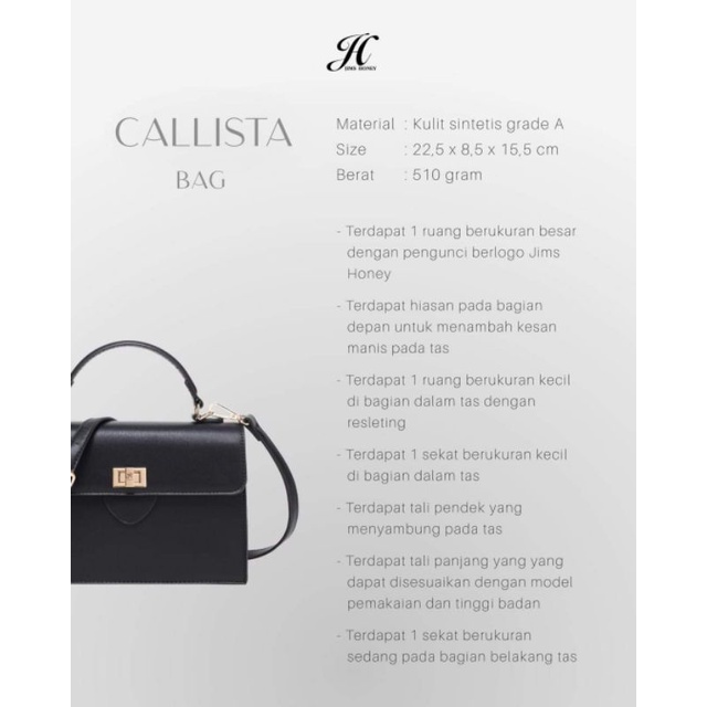 CALLISTA BAG JIMS HONEY ORIGINAL Tas selempang wanita terbaru dari jims honey kekinian fashionable o