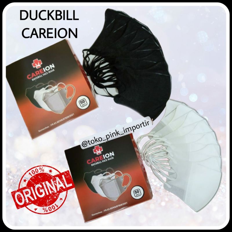 MASKER DUCKBILL DB CAREION HITAM PUTIH ISI 50PCS | FACE MASK FM MASKER EARLOOP DUCK BILL ISI 50 | MASKER DUCKBILL CAREION DEWASA MURAH ISI 50 MIX | MASKER DUCKBILL 3PLY 3D CAREION FACE MASK 1 BOX ISI 50 PUTIH HITAM ORIGINAL  TERMURAH