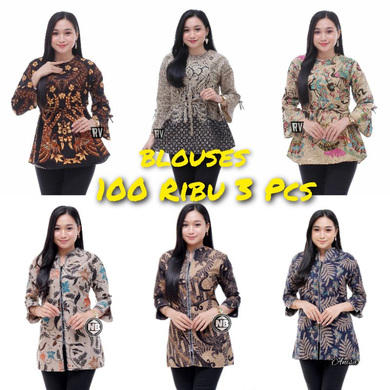 Blouse Batik Wanita Murah Couple Atasan Batik Wanita Blus Batik 100 Ribu 3