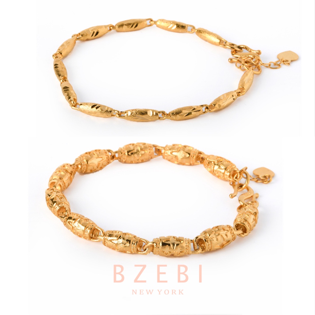 Bzebi Gelang Tangan Rantai Emas 24k Adjustable Anti Karat Untuk Wanita 1113b