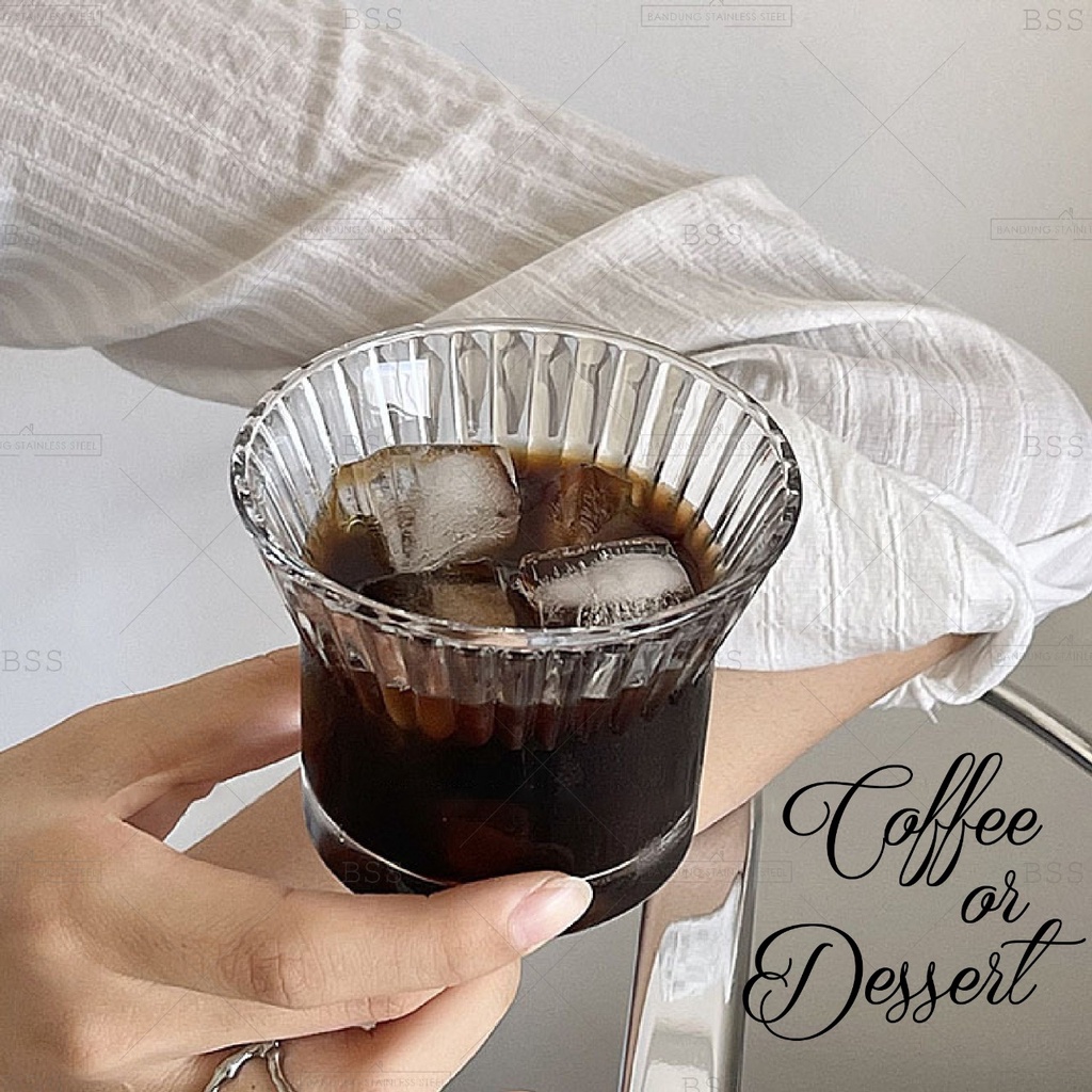 Gelas Kaca Mewah Ripple 200ml Glass Susu Kopi Es Dessert Aesthetic Ripple Timbul Korean Cafe Drinking Glass Unik Elegan