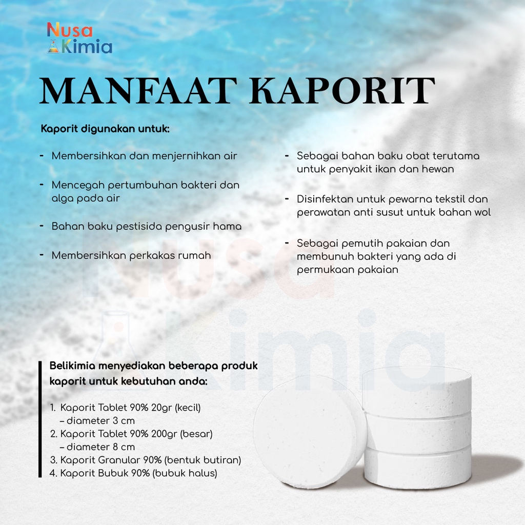 Kaporit Tablet Kecil / Klorin Tablet Kecil  TCCA 90% 1 Kg