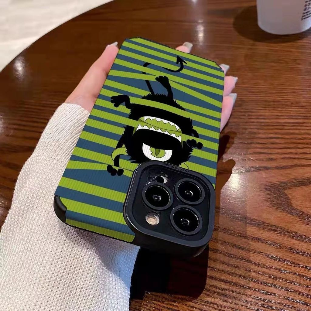 Case Desain Monster Hijau Untuk IPhone 12 13 14 11 Pro Max X Xs Max Xr Qqszsz