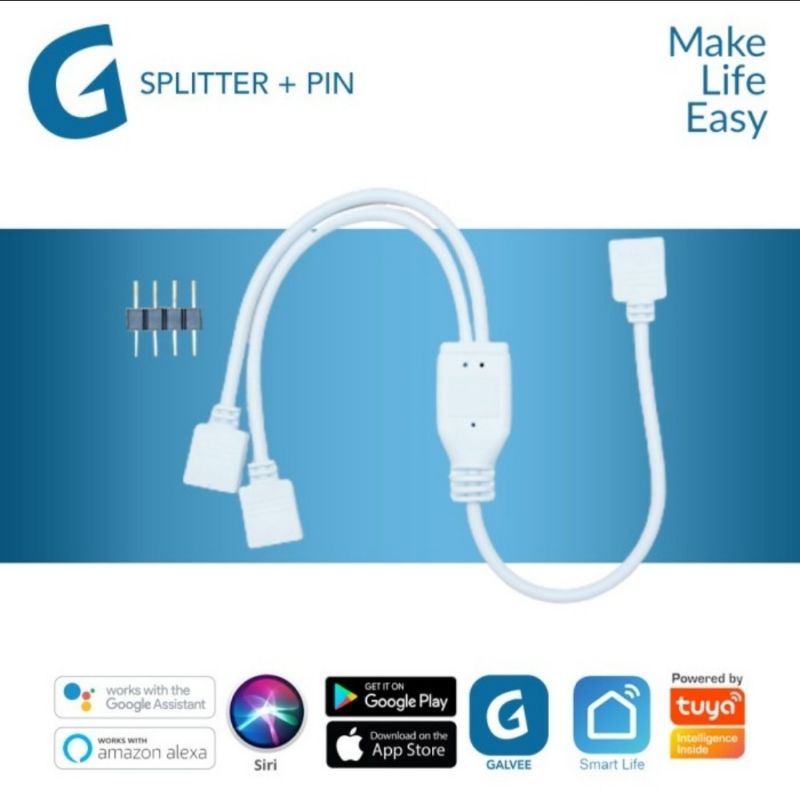 GALVEE LED Strip Cable Splitter 1:2 Connector 4Pin
