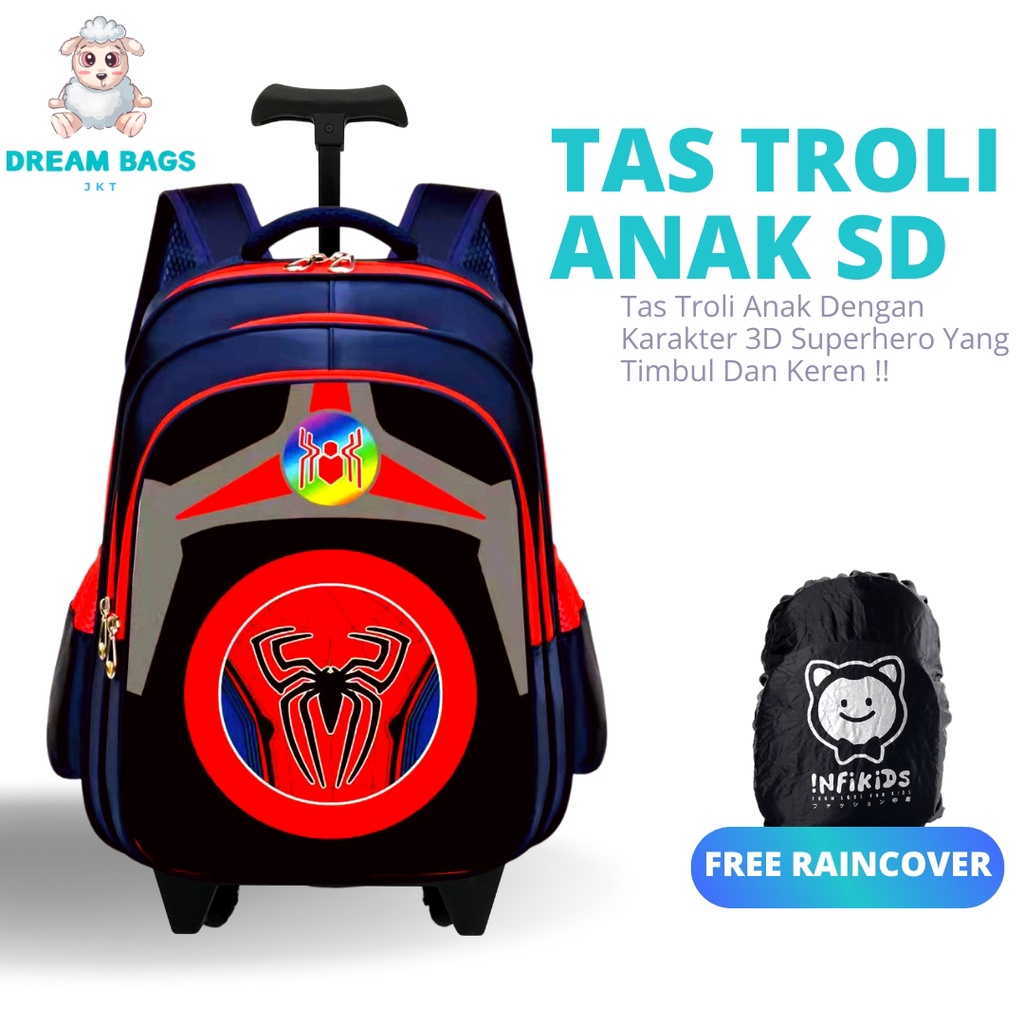 Ransel Troli Anak SD Karakter - Tas Troli Anak Laki Laki Karakter - Tas Troli Anak Laki Laki Import Tas Koper Anak