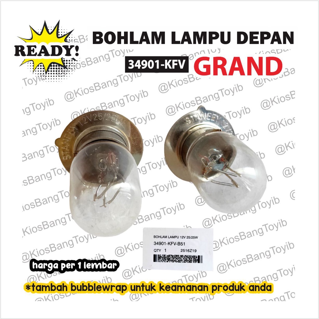 10pc Bohlam Lampu Depan Honda Grand Beat Vario 12v 25w (34901-KFV)