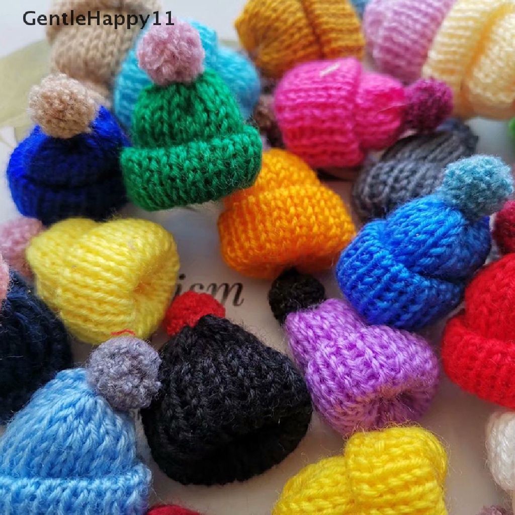 Gentlehappy 10Pcs / Set Topi Kupluk / Beanie Rajut Bahan Wol Ukuran 3.5CM Untuk Aksesoris Boneka