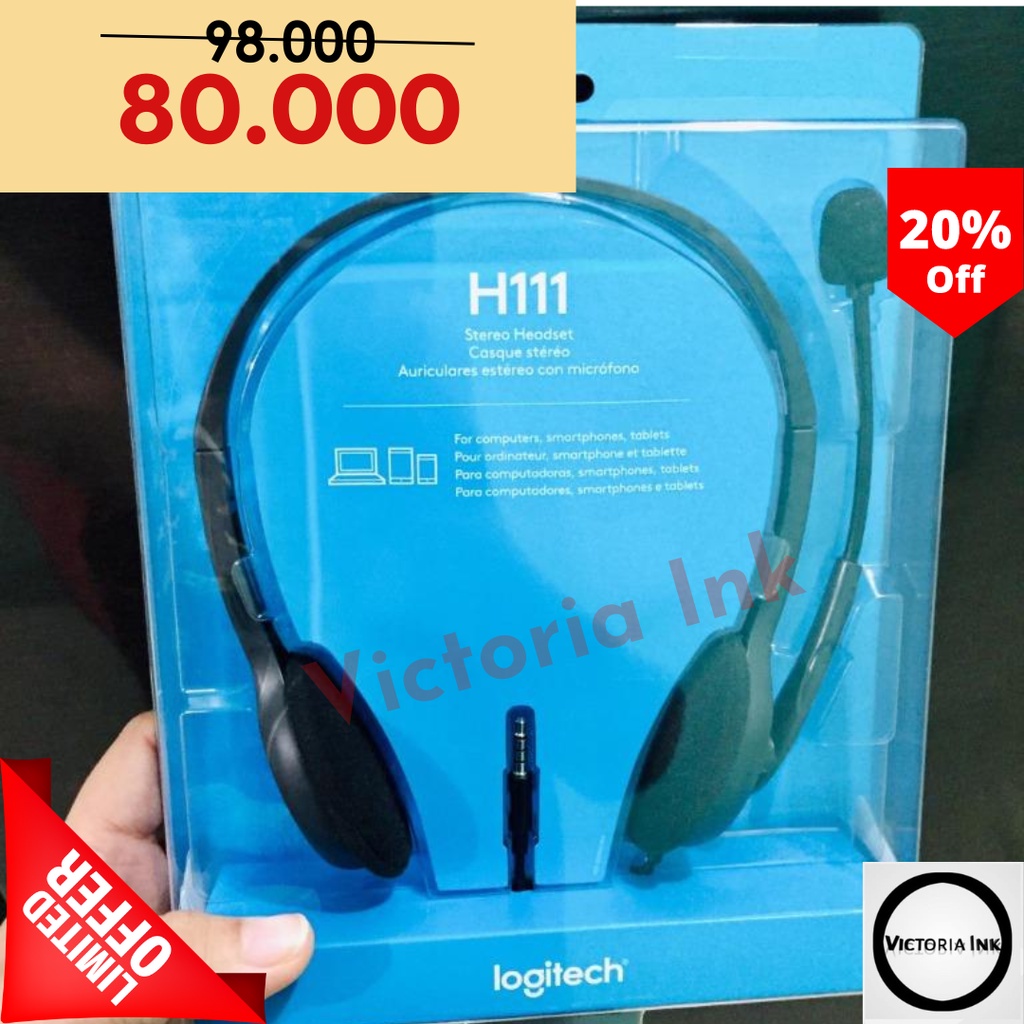 Logitech H111 Headset Stereo Single Jack 3.5mm Handset Logitech Headset Gaming Logitech H111 H 111