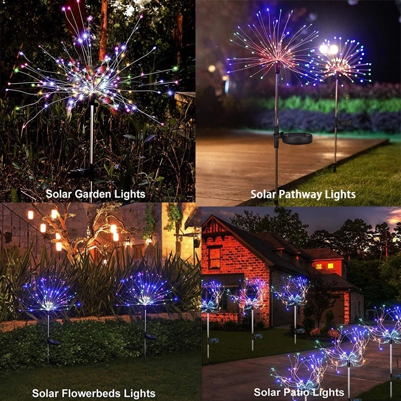 180LEDS LAMPU TENAGA SURYA Lampu taman Solar Firework Light Lawn Lamps Garden Solar Light Tahun Baru 2023 Dekorasi Natal untuk Rumah