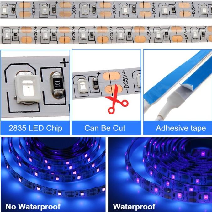 Uv Led Strip Light Usb Decor Lights Waterproof Germicidal Light Strip