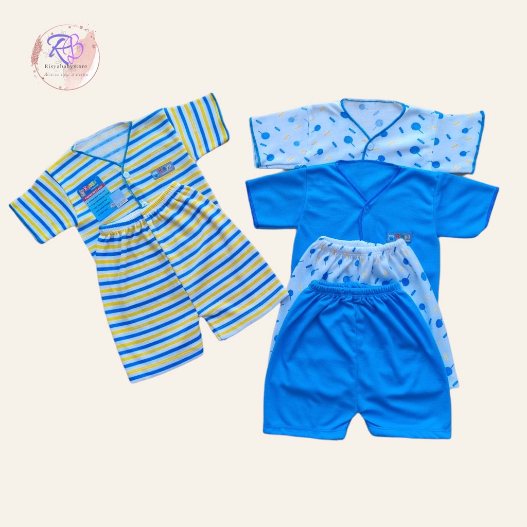 6 pcs / 3 stel baju bayi lengan pendek SNI variasi lengkap 3 stel baju bayi lengan pendek newborn 3 pcs baju bayi lengan pendek