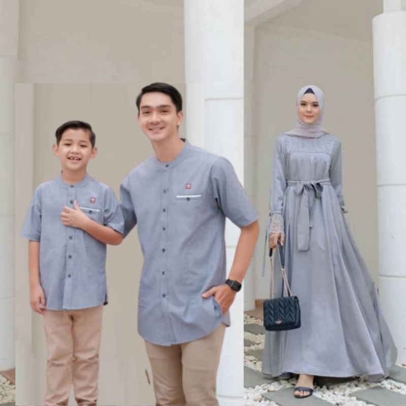 Busana Muslim Wanita Terbaru 2023 Couple Pasangan Couple Koko Gamis Velvet Polos Brukat