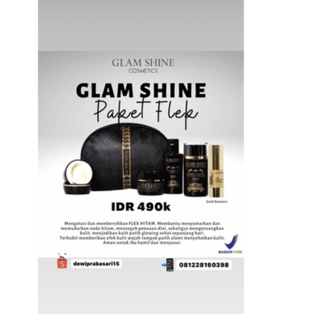 Glamshine paket flek/perawatan wajah 100% ori