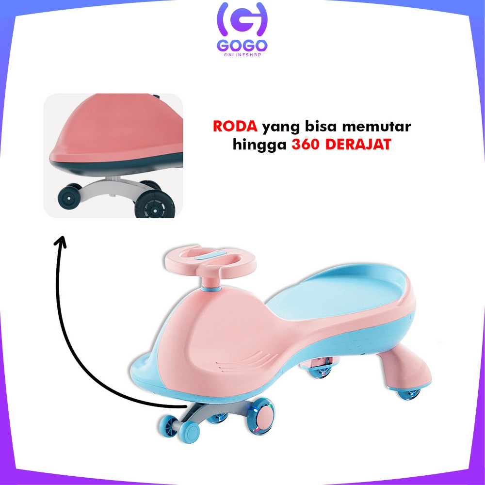 GOGO-M192 Mainan Mobil Dorong Anak Ride On Twist Car Musik LED Skuter Duduk Mobil Mobilan Anak Dorong