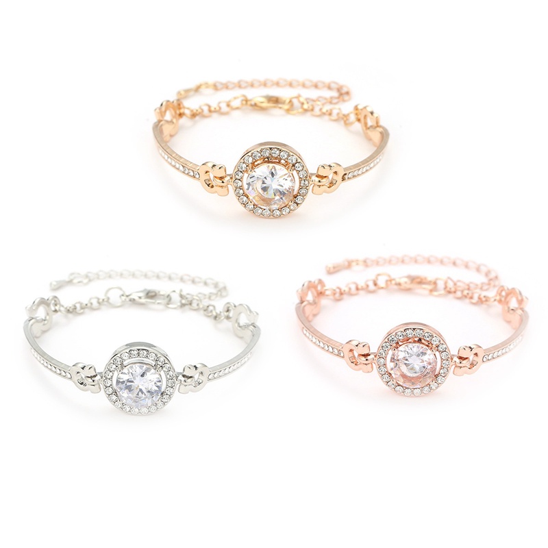 Fancyqube Gelang Tangan Wanita Hias Zircon Adjustable Gaya Korea Untuk Musim Panas