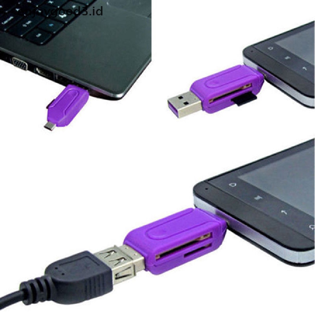 2in1 Adapter Card Reader Micro USB 2.0 OTG SD TF Untuk Android Samsung