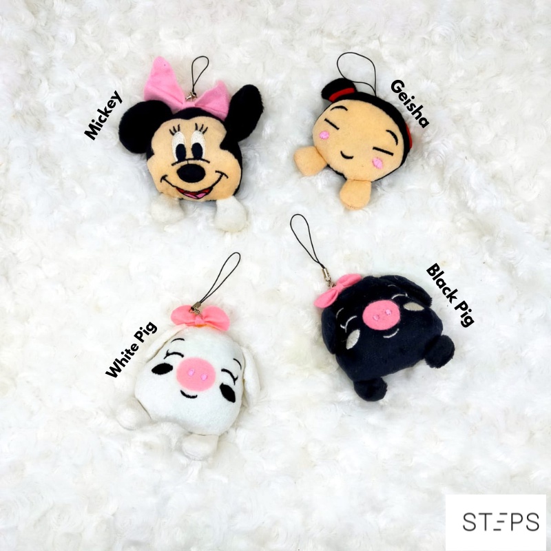 Gantungan HP karakter Lucu Mickey Bear Pig Geisha / Gantungan Kunci Lucu Karakter Bear