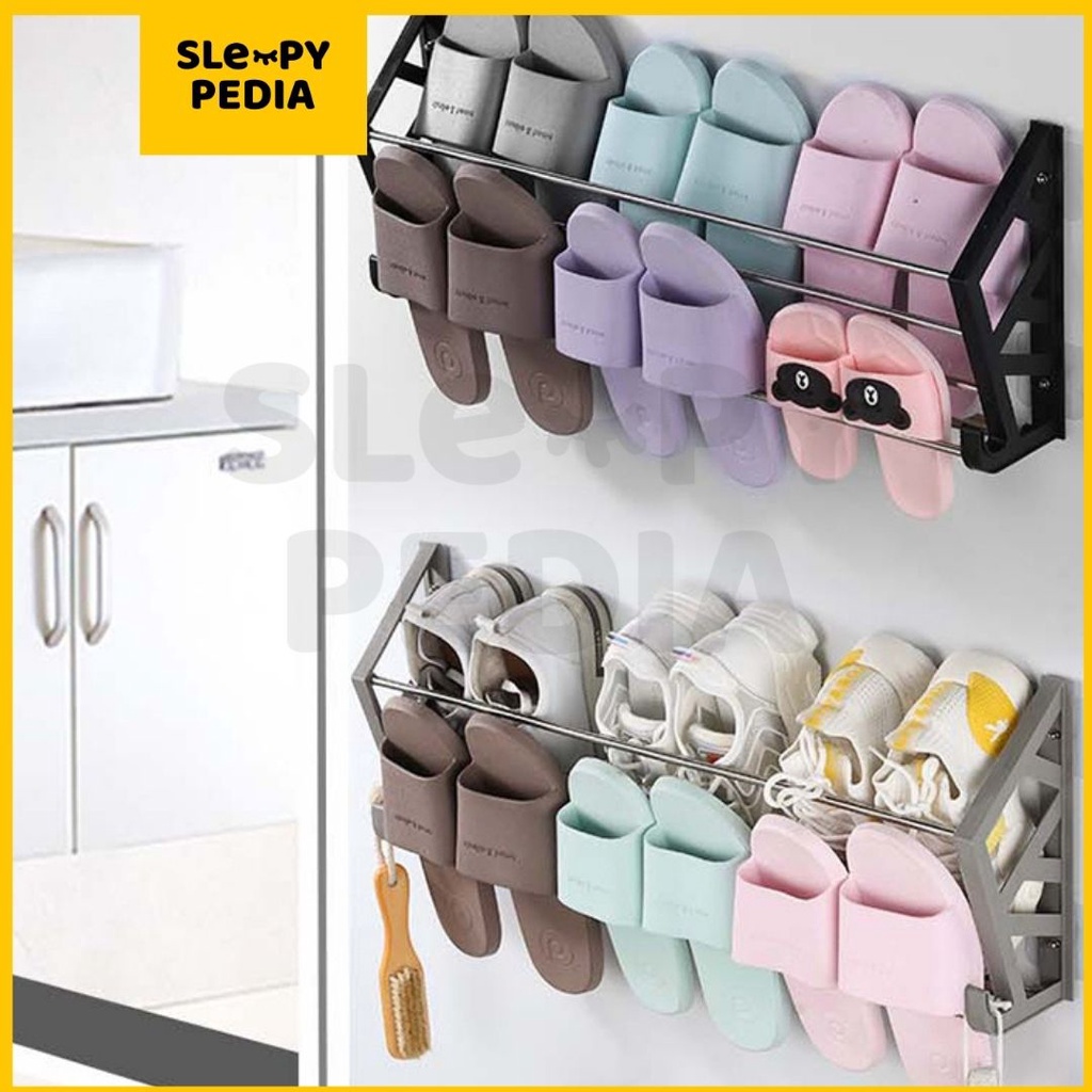 Gantungan Tempat Sepatu Sandal Dinding Belakang Pintu Minimalis Ukuran 42cm dan 65cm - by SleepyPedia