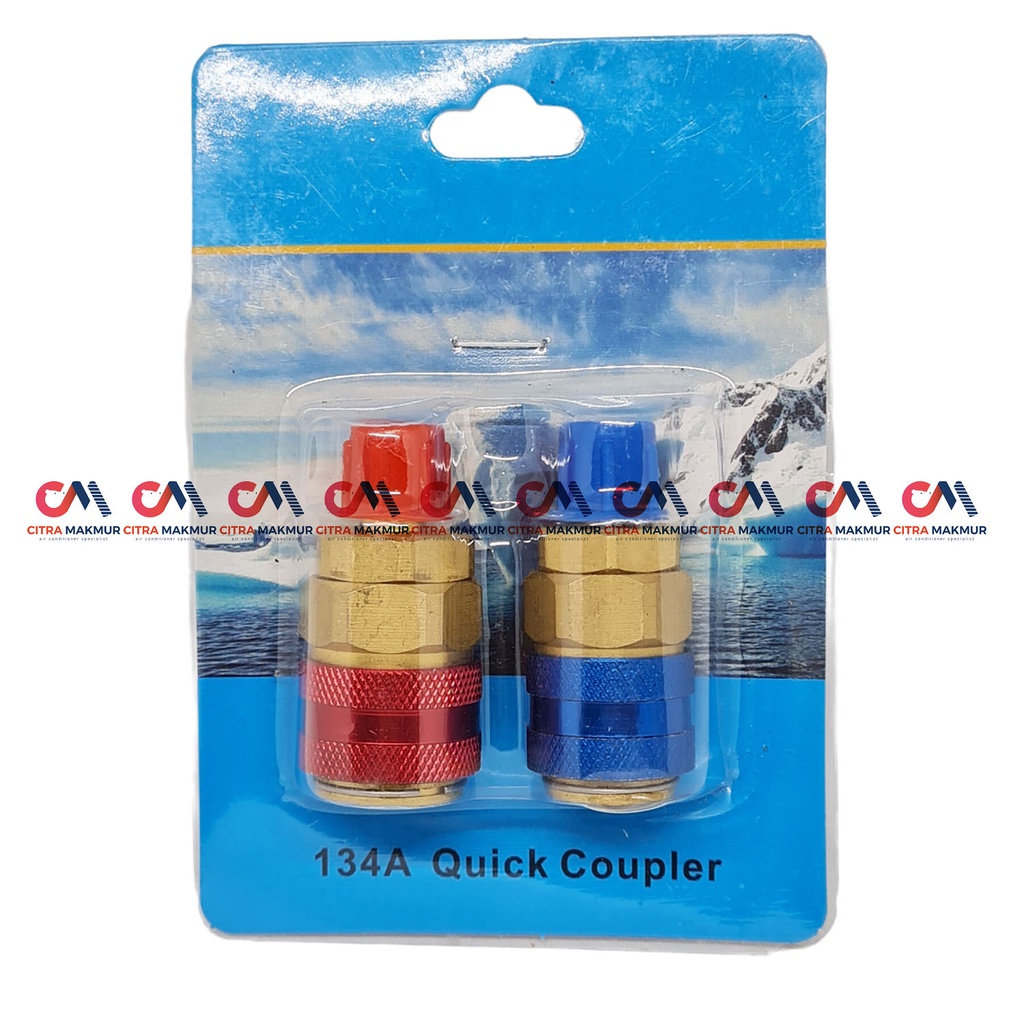 Quick Coupler R134a Selang Freon AC Mobil Set High Low Nepel Kran isi Refrigrant Kulkas Freezer Tembaga QC 12