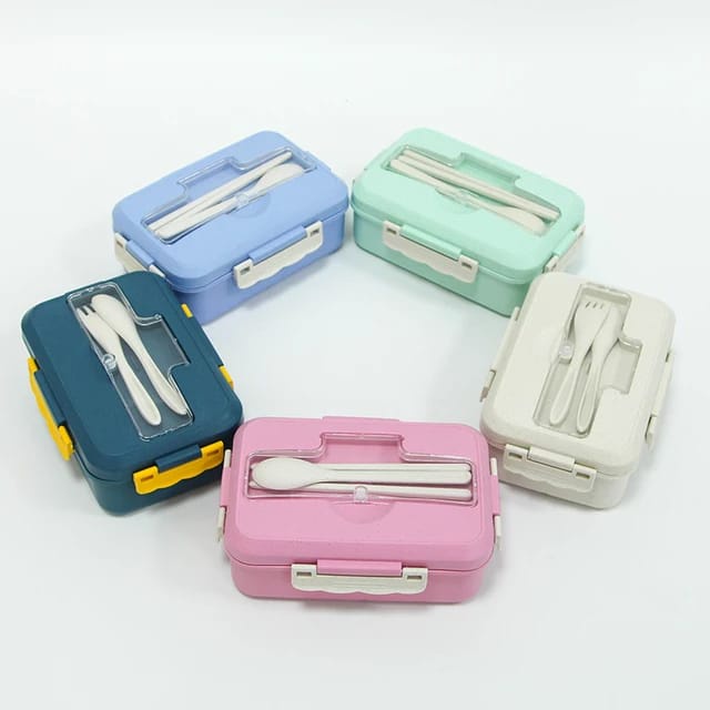 kotak bekal set jerami lunch box set 1000ml anti tumpah
