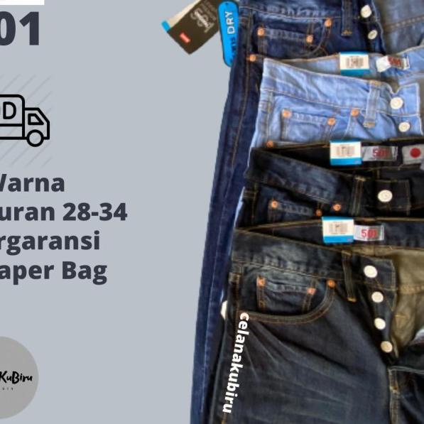 Celana jeans levis 501 original pria (Bisa / ) - Biru Dongker, 28