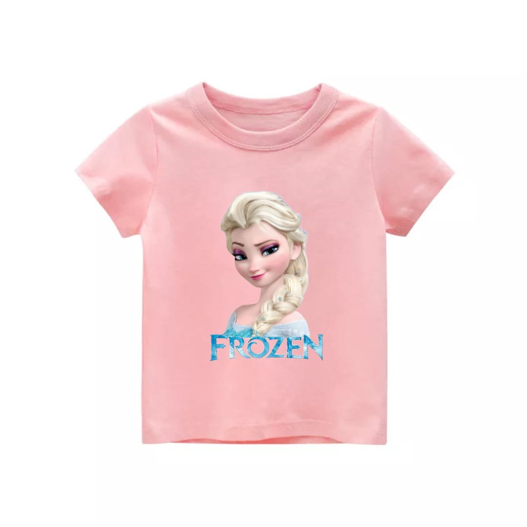 Rdkidzid Atasan Lengan Pendek Anak Cewek Baju Kaos Anak Perempuan Motif Elsa DTF