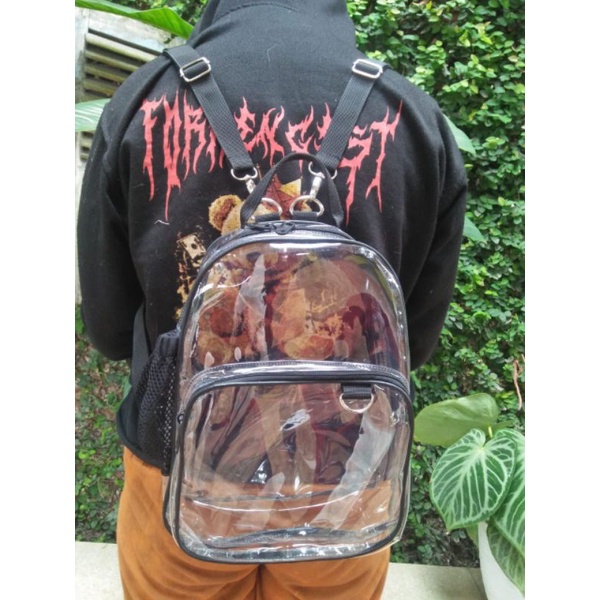 Tas Punggung Backpack Ransel Gendong Mika Pvc Transparan Pria/wanita, Bening kpop Bag Sekolah,Kuliah