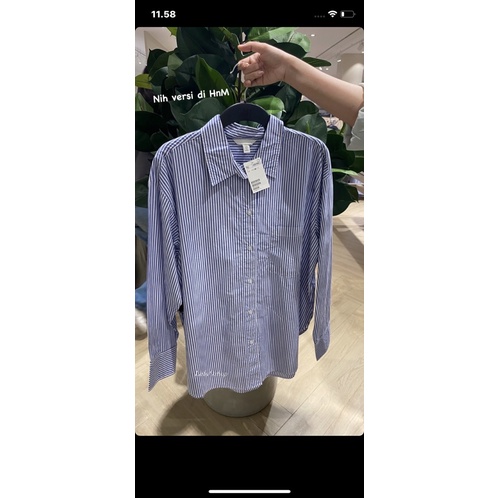 Sesil Stripe Blue Shirt ( Kemeja Katun Salur Garis Biru Putih Kemeja Hnm ) Atasan kuliah kerja cotton lembut