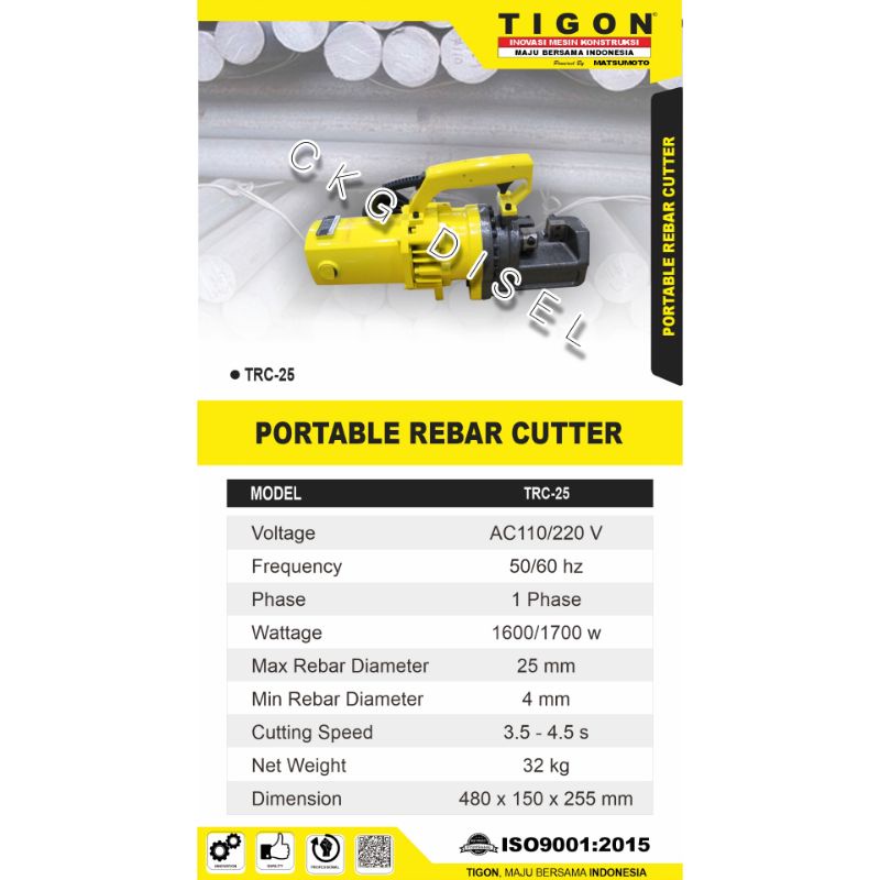 MESIN POTONG BESI TIGON / PORTABLE REBAR CUTTER