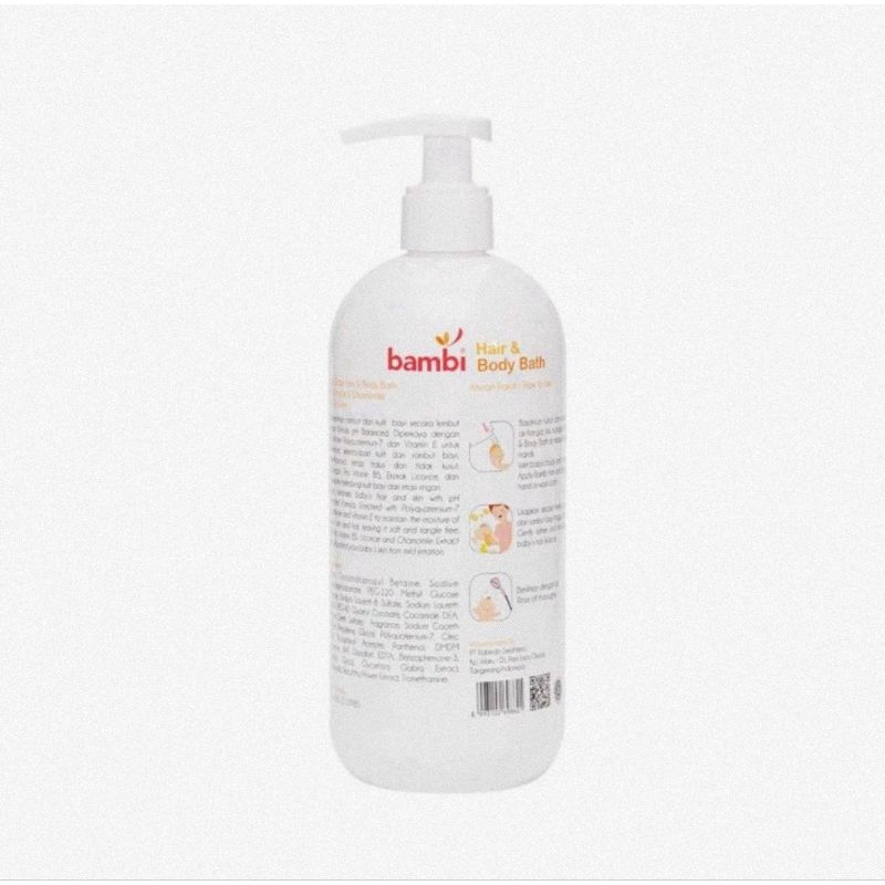 Bambi Baby Hair &amp; Body Bath Pump 500 ml - Sabun &amp; Shampo Bayi